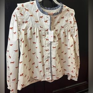 NWT Girls Kalani Button Up Top - Tiny Horses Size 12 YEARS